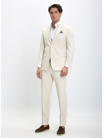 hd x vardas ανδρικό κοστούμι μάλλινο slim fit σε εκρού σε προσφορά