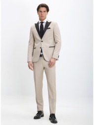 cc collection corneliani ανδρικό κοστούμι tuxedo με διχρωμία σακακιού slim fit