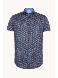a fish named fred ανδρικό πουκάμισο κοντομάνικο με πολύχρωμο μοτίβο boat regular fit