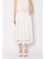 berenice γυναικεία φούστα regular fit βαμβακερή λευκή