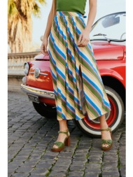 petite mendigote γυναικεία midi φούστα με χρωματιστές ρίγες και μπροστινό άνοιγμα regular fit