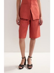 phase eight γυναικεία λινή βερμούδα με ζώνη regular fit σε κεραμιδί