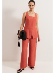 phase eight γυναικείο λινό γιλέκο/τοπ με τετράγωνη λαιμόκοψη regular fit σε κεραμιδί