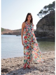 luna llena γυναικείο maxi φόρεμα αμάνικο με λουλουδάτο μοτίβο regular fit