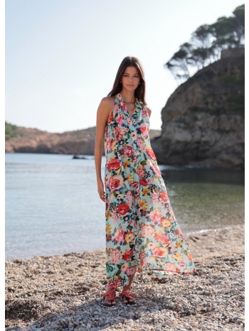 luna llena γυναικείο maxi φόρεμα αμάνικο με λουλουδάτο σε προσφορά