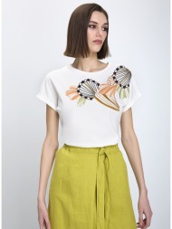 γυναικείο t-shirt regular fit από βαμβάκι με κεντημένο σχέδιο