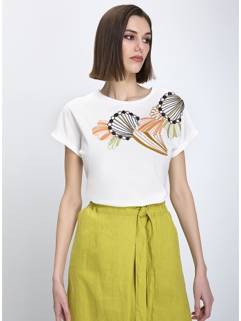 γυναικείο t-shirt regular fit από βαμβάκι με κεντημένο σε προσφορά