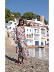 luna llena γυναικείο σεμιζιέ φόρεμα με λουλουδάτο μοτίβο regular fit σε εμπριμέ