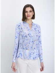 boss γυναικείο πουκάμισο regular fit μεταξωτό με λουλουδάτο μοτίβο μπλε