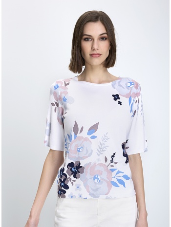 γυναικεία πλεκτή μπλούζα regular fit με λουλουδάτο σχέδιο σε προσφορά