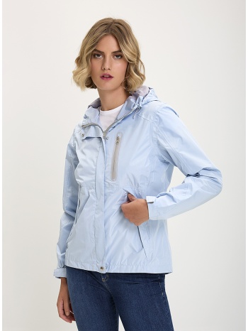 light weight jacket με κουκούλα σε θαλασσί σιέλ σε προσφορά