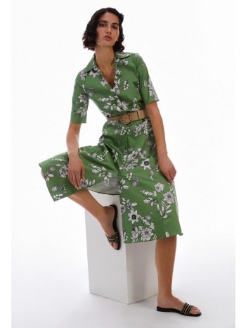 pennyblack φόρεμα σεμιζιέ cotton satin σε πράσινο εμπριμέ σε προσφορά