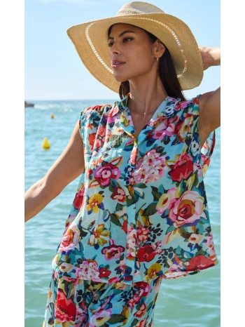 luna llena γυναικείο αμάνικο πουκάμισο με φλοράλ μοτίβο σε προσφορά