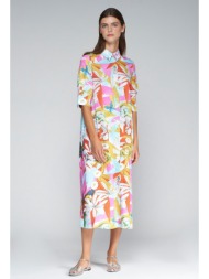 vilagallo γυναικείο σεμιζιέ φόρεμα βαμβακερό με jungle print regular fit σε εμπριμέ