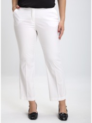 plus size - παντελόνι cropped σε ιβουάρ