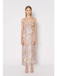 berenice γυναικείο φόρεμα μακρύ με ανοιχτή πλάτη και καλοκαιρινό μοτίβο regular fit