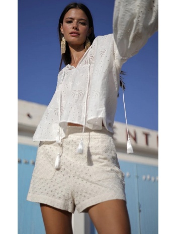 luna llena γυναικείο σορτς βαμβακερό διάτρητο regular fit σε προσφορά