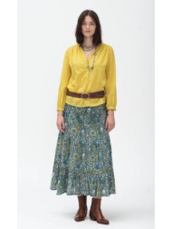 colores γυναικεία φούστα μακριά βαμβακερή με βολάν regular fit