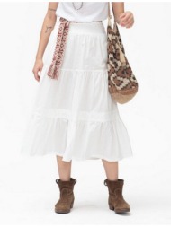 colores γυναικεία φούστα από βαμβακερό ύφασμα regular fit σε εκρού