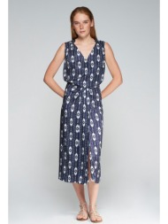 vilagallo γυναικεία φούστα midi με jacquard ikat print regular fit σε μπλε