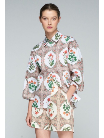 vilagallo γυναικείο σορτς βαμβακερό seersucker με floral σε προσφορά