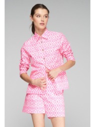 vilagallo γυναικείο σορτς βαμβακερό με ikat floral print regular fit σε fluor ροζ