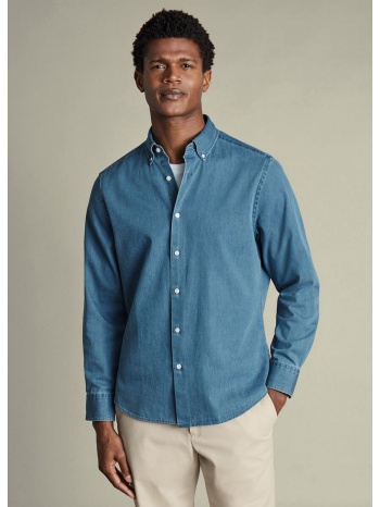 charles tyrwhitt ανδρικό πουκάμισο βαμβακερό denim slim fit σε προσφορά