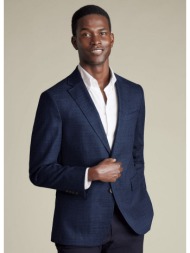 charles tyrwhitt ανδρικό σακάκι blazer μάλλινο με stretch modern fit σε ink blue