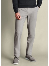 charles tyrwhitt ανδρικό παντελόνι chinos βαμβακερό με stretch non-iron modern fit σε ανοιχτό γκρι