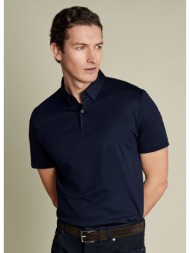 charles tyrwhitt ανδρικό polo βαμβακερό jersey regular fit σε σκούρο μπλε