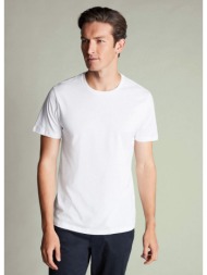 charles tyrwhitt ανδρικά t-shirt 2pack βαμβακερά crew neck slim fit σε λευκά