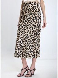 in linea firenze γυναικεία σατέν φούστα regular fit με animal print