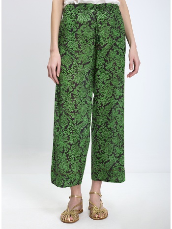 maliparmi γυναικείο παντελόνι wide leg βαμβακερό με πράσινο σε προσφορά
