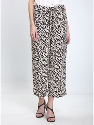 γυναικείο παντελόνι wide leg με animal print και κορδόνι