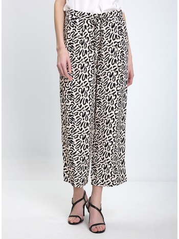 γυναικείο παντελόνι wide leg με animal print και κορδόνι σε προσφορά