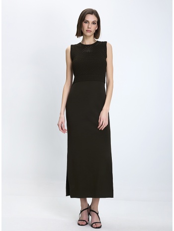 caractere γυναικείο φόρεμα slim fit με πλεκτό μπούστο και σε προσφορά