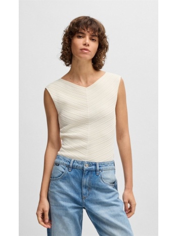 boss γυναικείο πλεκτό top με v ντεκολτέ και ανάγλυφη υφή σε προσφορά