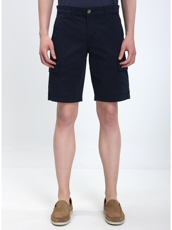 ανδρική βερμούδα regular fit βαμβακερή σκούρο μπλε με σε προσφορά