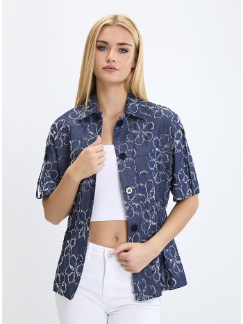 γυναικείο σακάκι με ανάγλυφο σχέδιο regular fit σε μπλε σε προσφορά