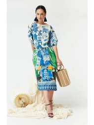 γυναικείο ντε-πιες βαμβακερό με στάμπα regular fit σε εμπριμέ