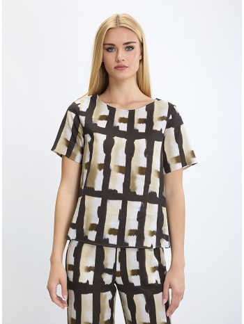 γυναικείο τοπ με γεωμετρικό μοτίβο και στρογγυλή λαιμόκοψη σε προσφορά