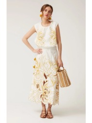 γυναικείο ντε-πιες με κέντημα floral σε εκρού