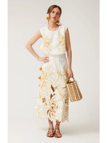 γυναικείο ντε-πιες με κέντημα floral σε εκρού σε προσφορά