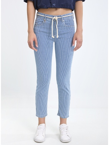 γυναικείο παντελόνι regular fit με ριγέ σχέδιο και σε προσφορά