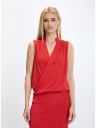 seventy venezia γυναικείο αμάνικο τοπ κρουαζέ με όρθιο γιακά σε κόκκινο