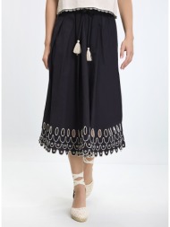 19.70 γυναικεία φούστα regular fit με κέντημα και κορδόνι στη μέση