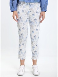 γυναικείο παντελόνι regular fit με φλοράλ σχέδιο και cropped μήκος