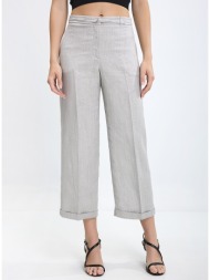 seventy venezia γυναικείο παντελόνι cropped με ρεβέρ straight fit σε γκρι