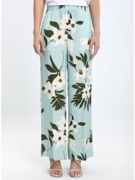 19.70 γυναικείο παντελόνι wide fit βισκόζη με φλοράλ σχέδιο τυρκουάζ