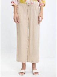 ariela montero γυναικείο παντελόνι wide fit λινό μπεζ